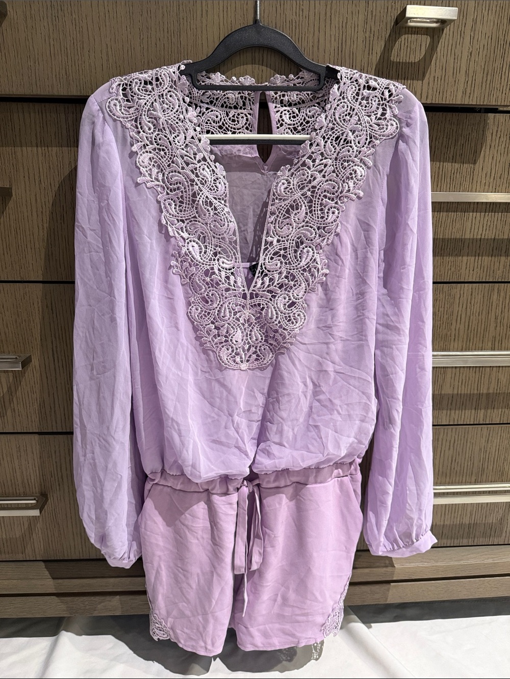 New Guess Marciano Halter Chiffon Lavender Lace Romper Shorts S